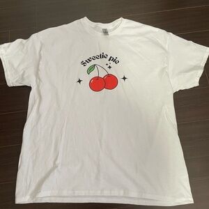 White unisex adult tShirt with Cherry Design -100 % cotton - S -M -L -XL